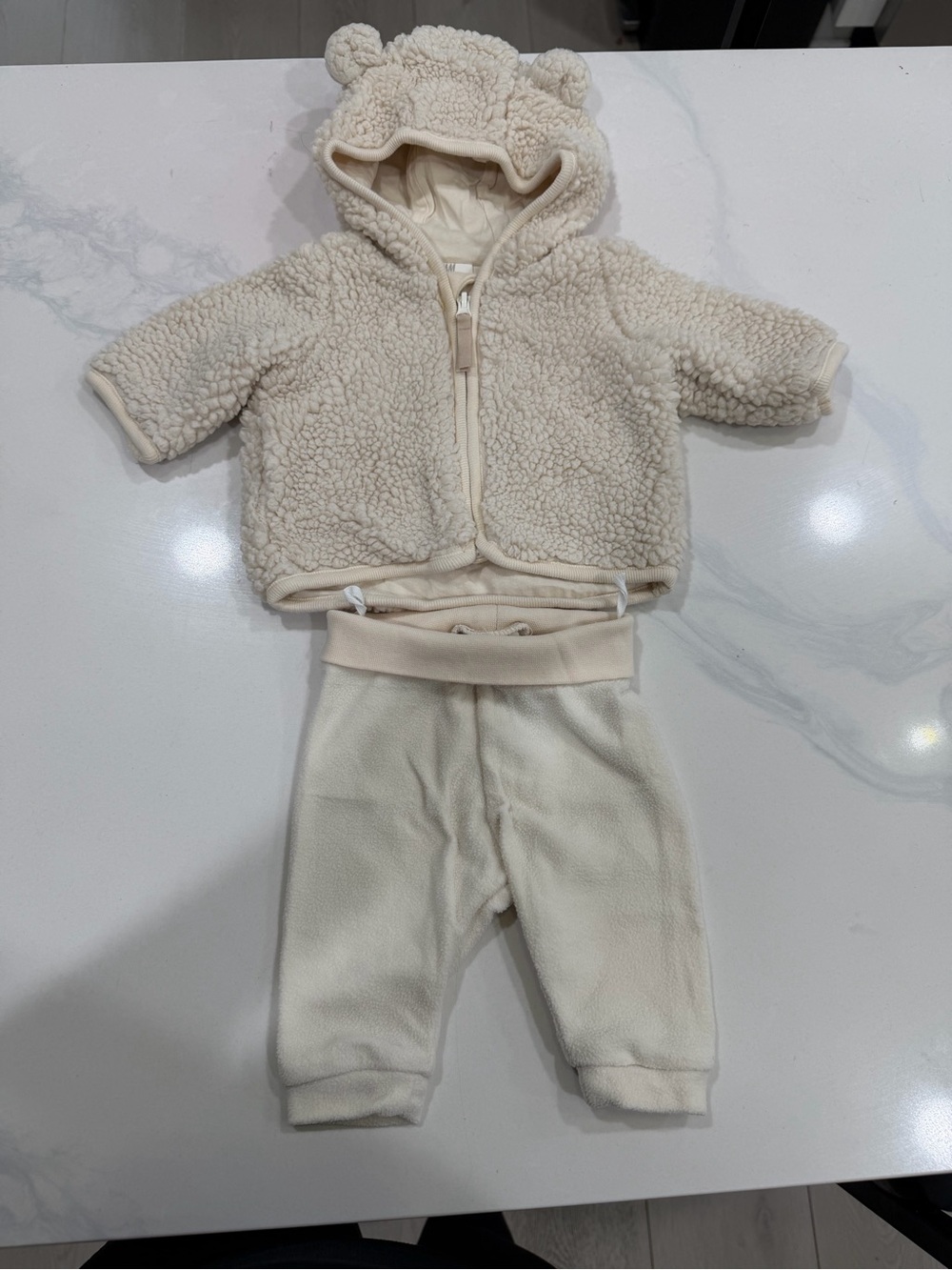 H&M Cream Sherpa Hoodie and Joggers Set